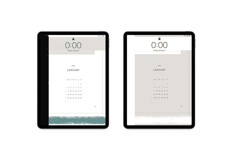 January 2021 Calendar Wallpaper for the iPad.