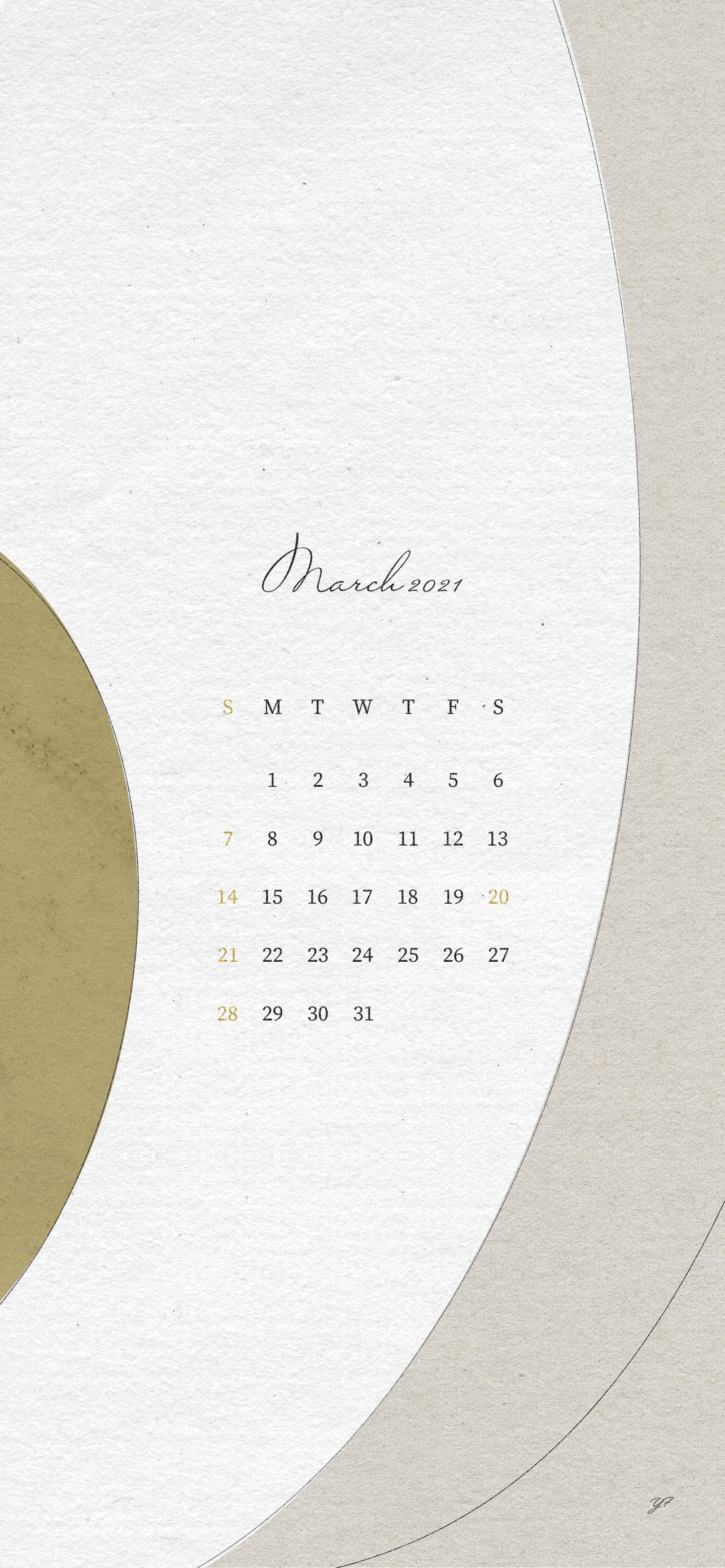 March 21 Calendar Wallpaper For The Iphone Yellow Ver Designed By Yf