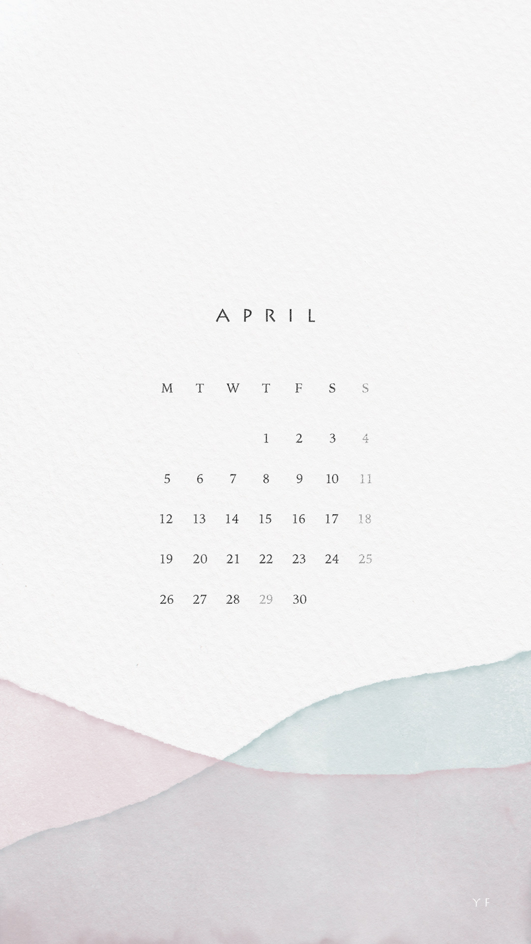 2021年4月のiPhone版月曜日始まりカレンダー壁紙 パープル×ブルー 1080×1920px