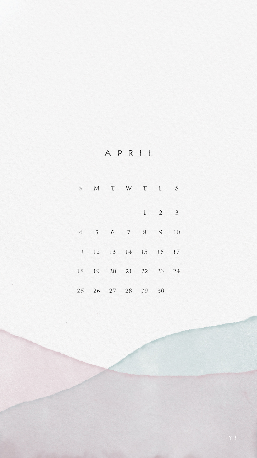 2021年4月のiPhone版日曜日始まりカレンダー壁紙 パープル×ブルー 1080×1920px