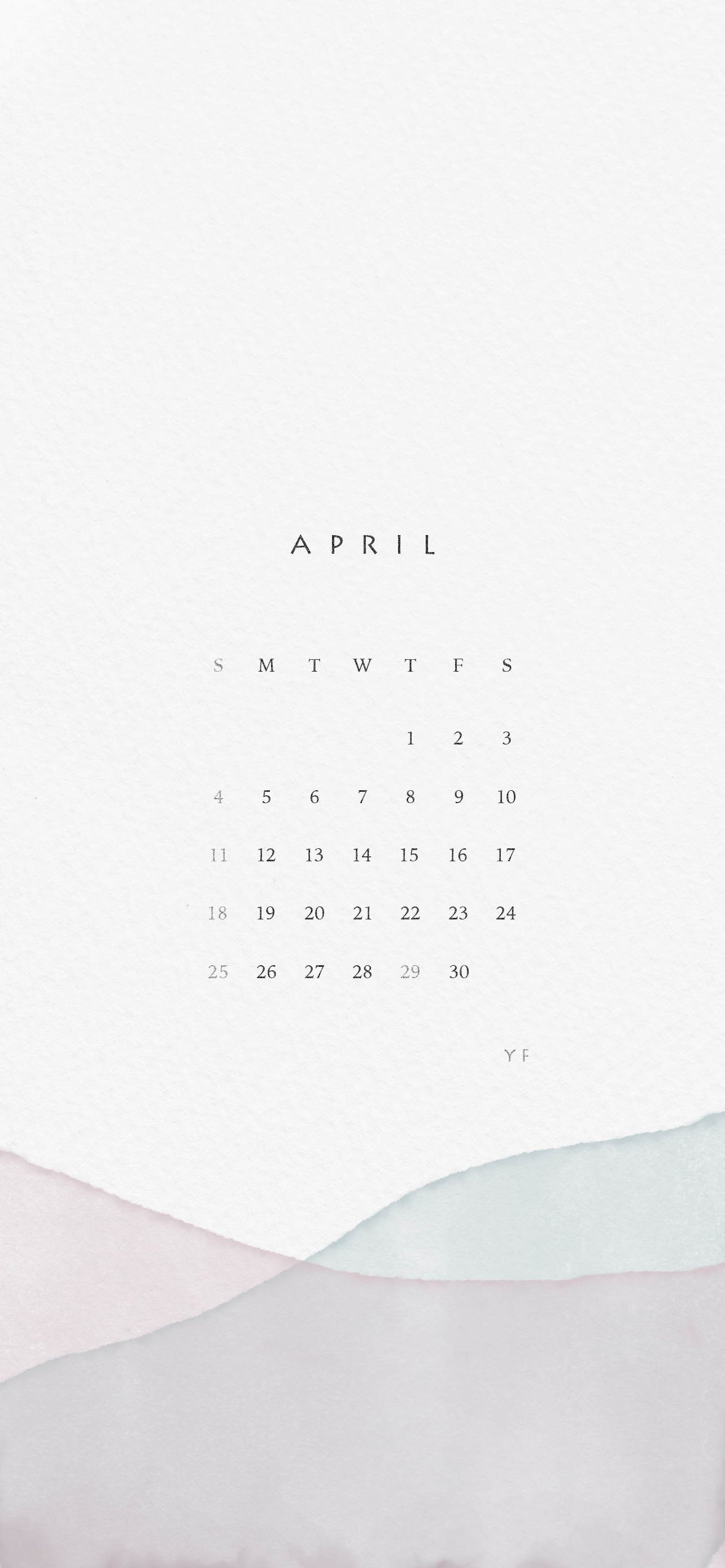 2021年4月のiPhone版日曜日始まりカレンダー壁紙 パープル×ブルー 1284×2778px