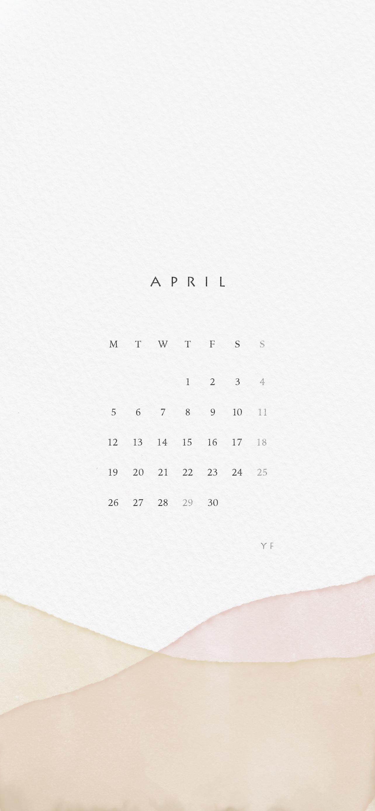 2021年4月のiPhone版月曜日始まりカレンダー壁紙 イエロー×ピンク 1284×2778px