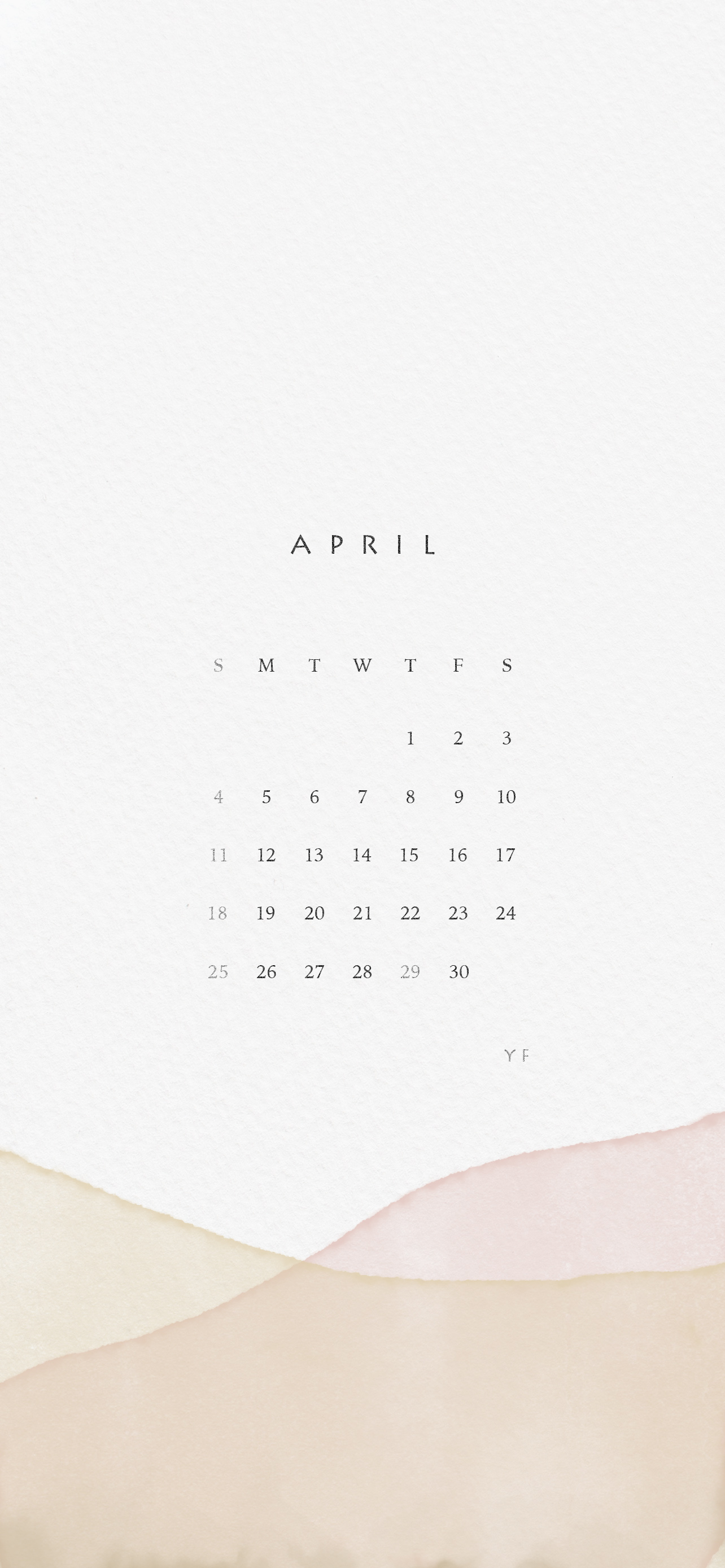 2021年4月のiPhone版日曜日始まりカレンダー壁紙 イエロー×ピンク 1284×2778px