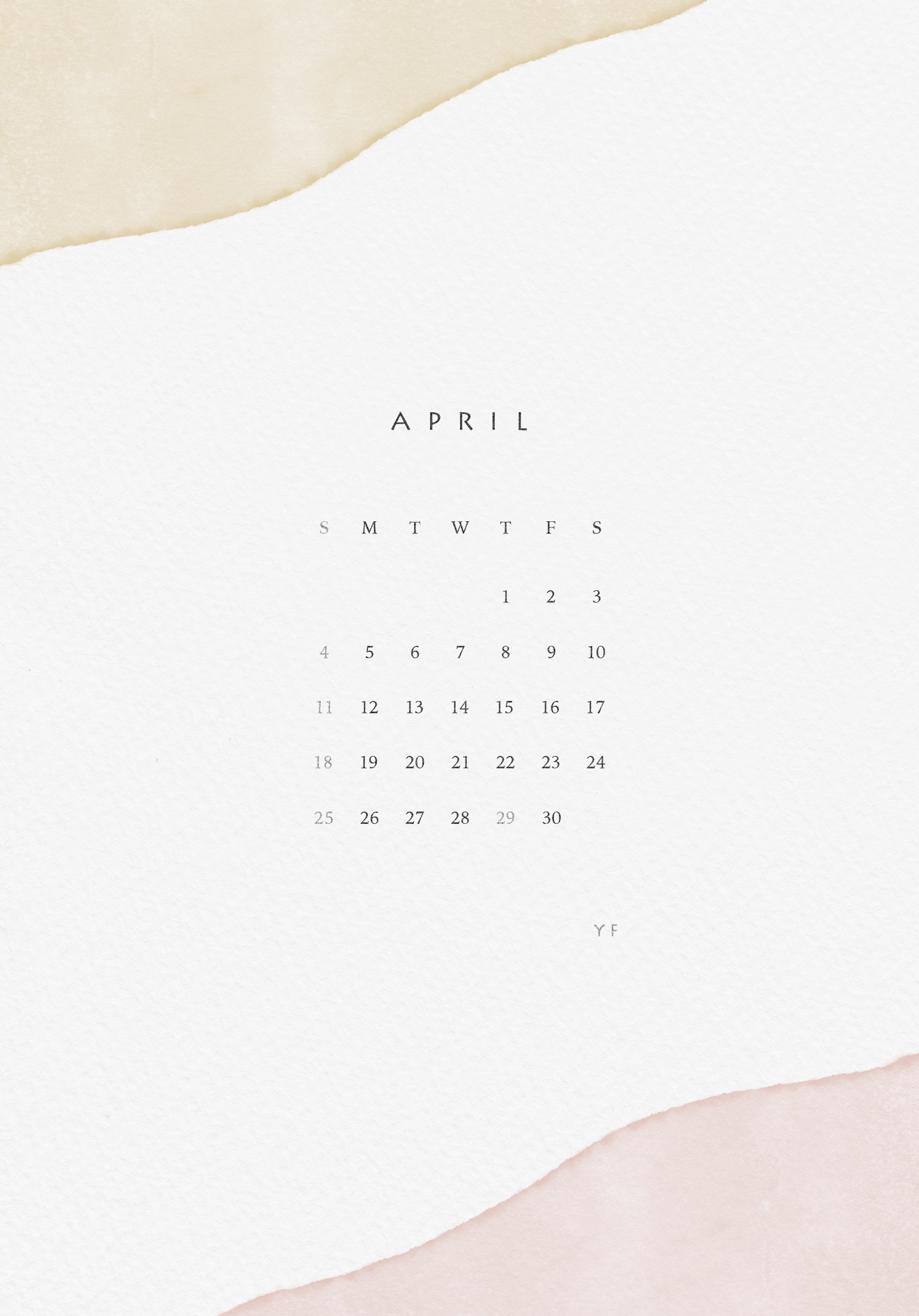 2021年4月のiPad版日曜日始まりカレンダー壁紙 イエロー×ピンク 1668×2388px