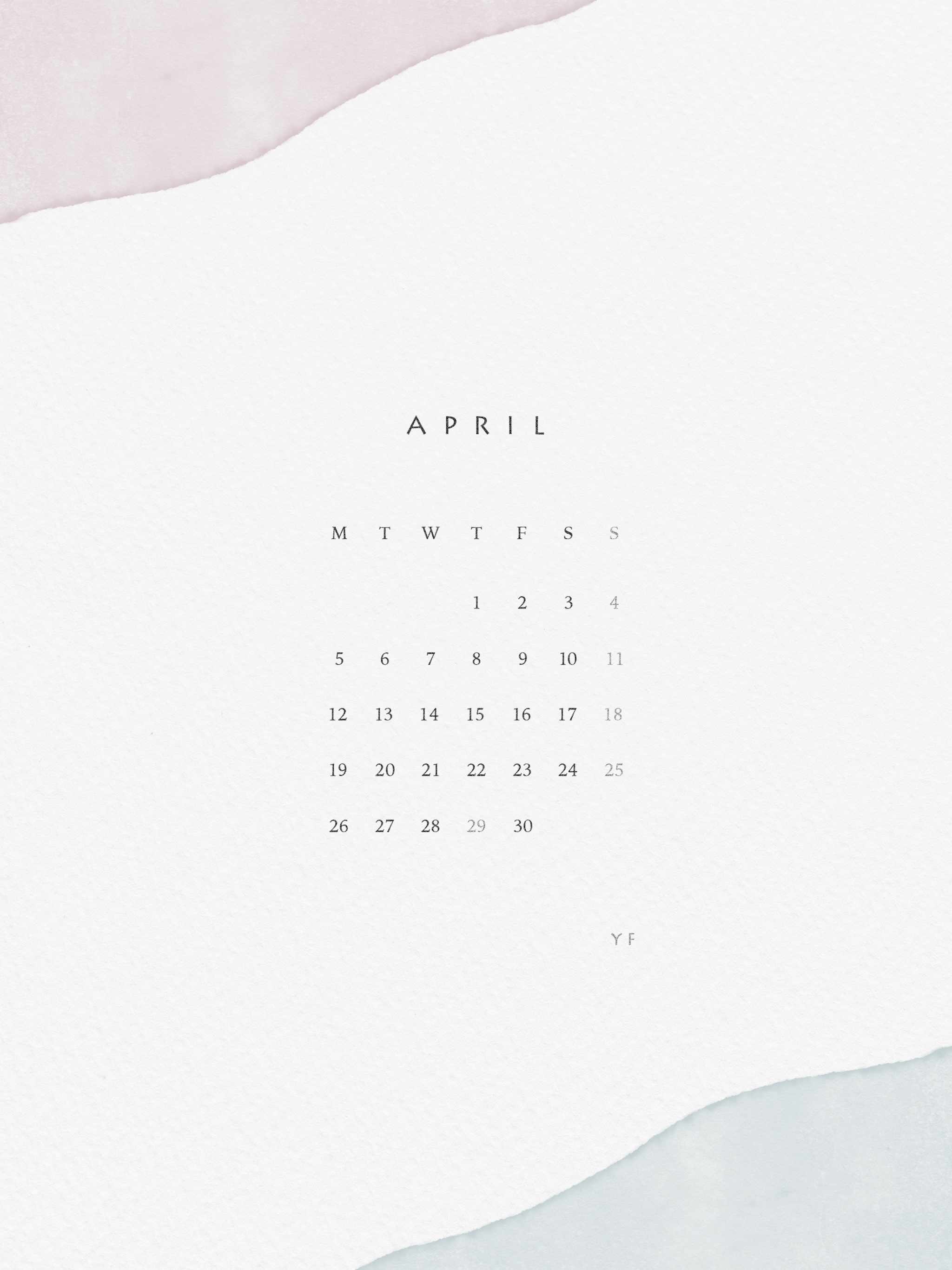2021年4月のiPad版月曜日始まりカレンダー壁紙 パープル×ブルー 2048×2732px