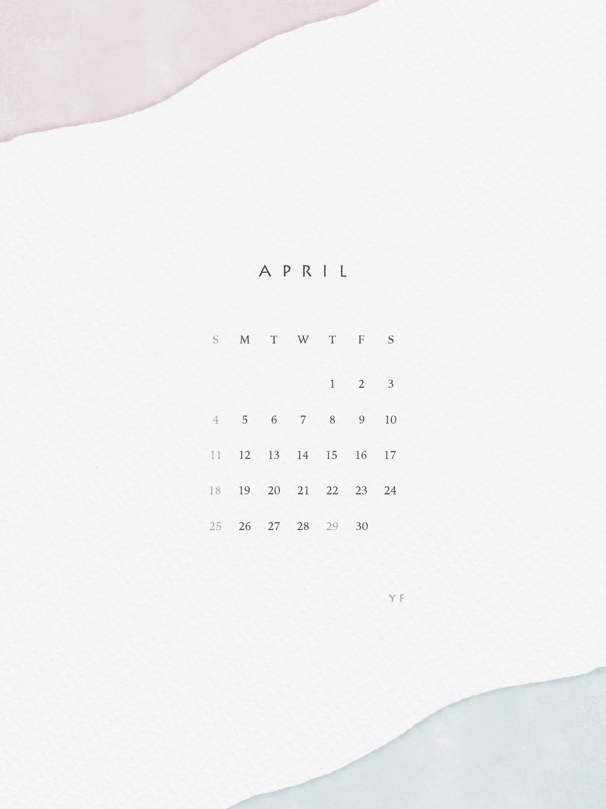 2021年4月のiPad版日曜日始まりカレンダー壁紙 パープル×ブルー 2048×2732px