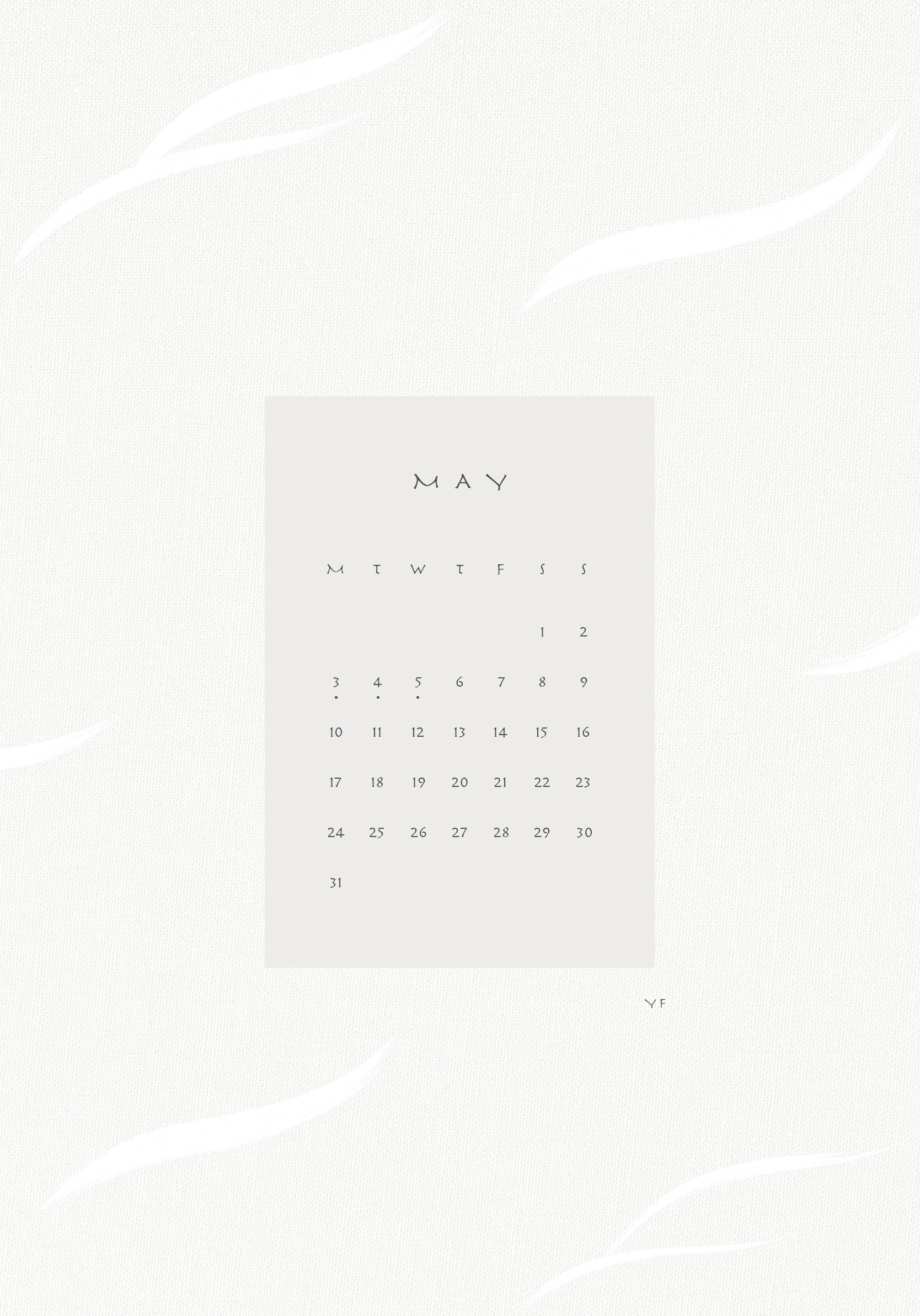 2021年5月のiPad版月曜日始まりカレンダー壁紙 グレージュ 1668×2388px