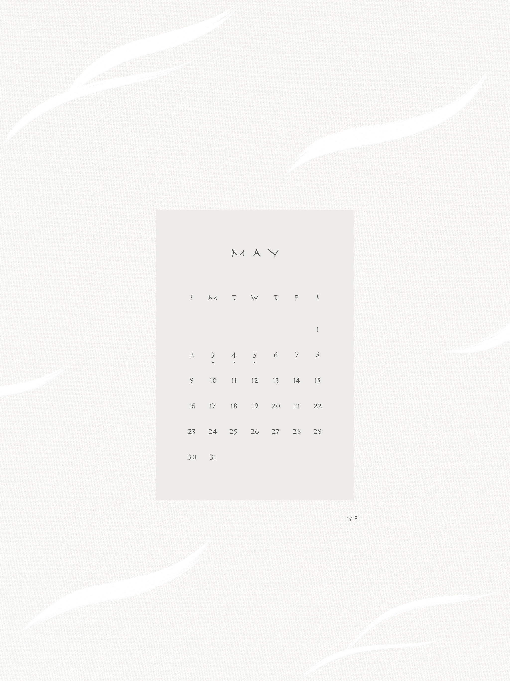 2021年5月のiPad版日曜日始まりカレンダー壁紙 グレージュ 2048×2732px