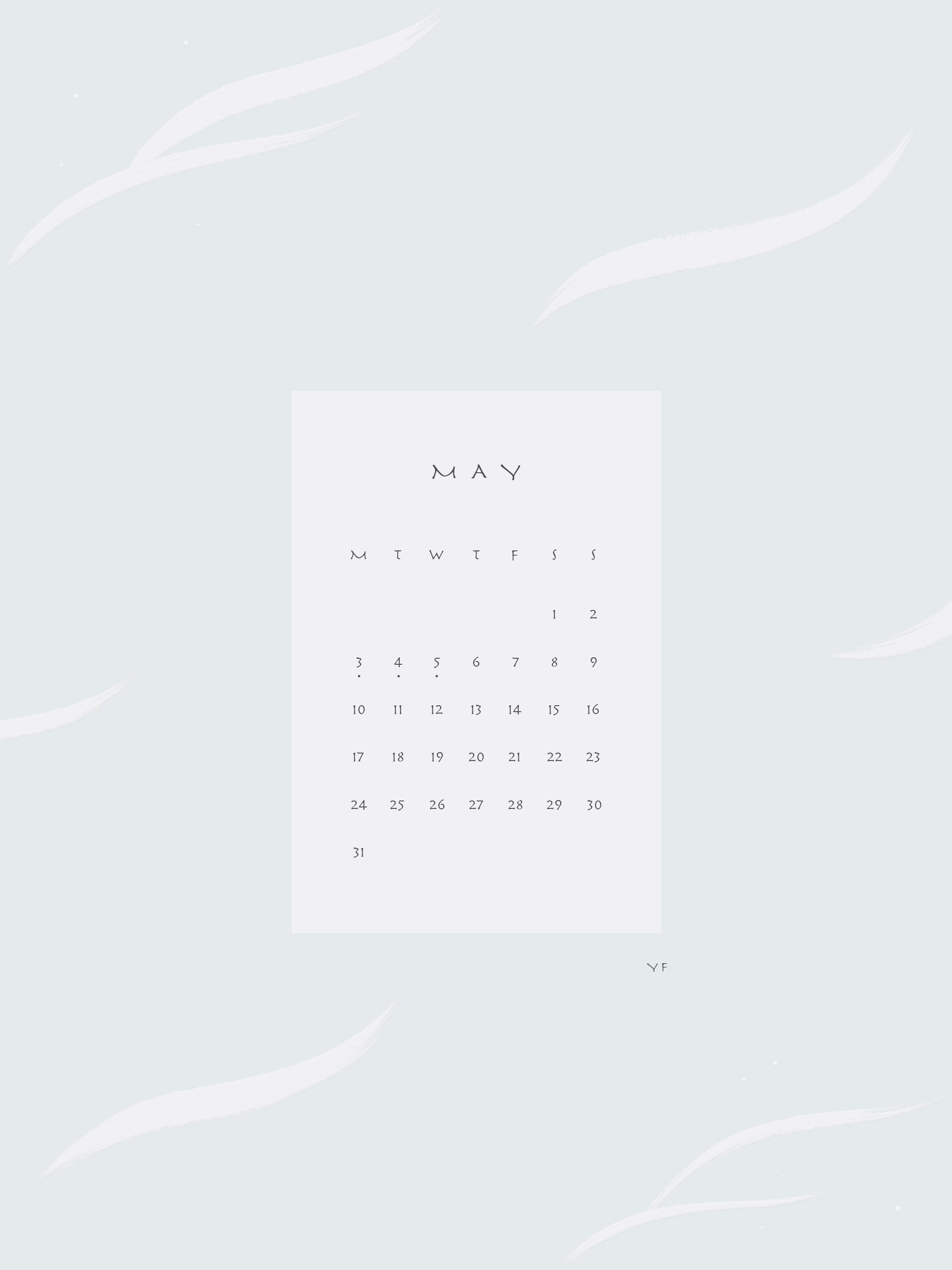 2021年5月のiPad版月曜日始まりカレンダー壁紙 アイスブルー 2048×2732px