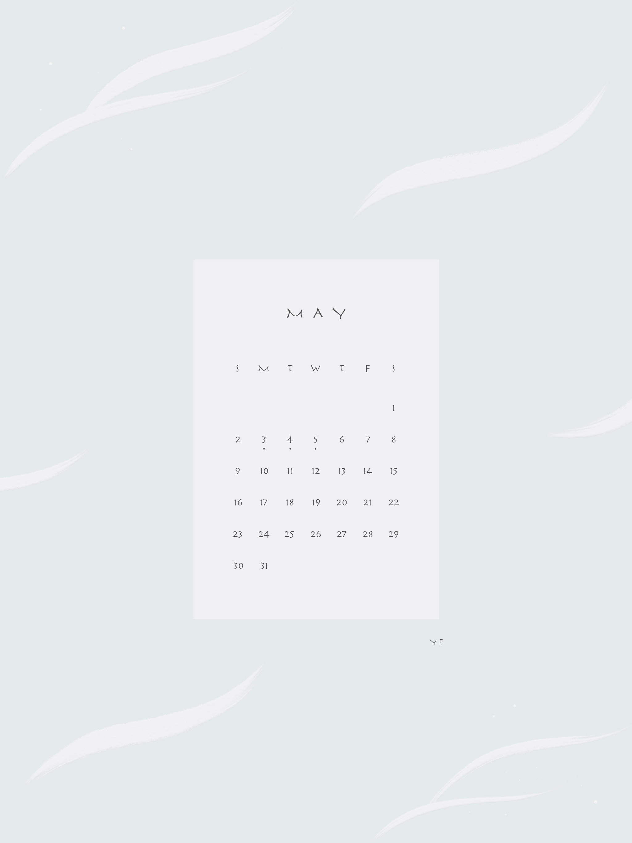 2021年5月のiPad版日曜日始まりカレンダー壁紙 アイスブルー 2048×2732px