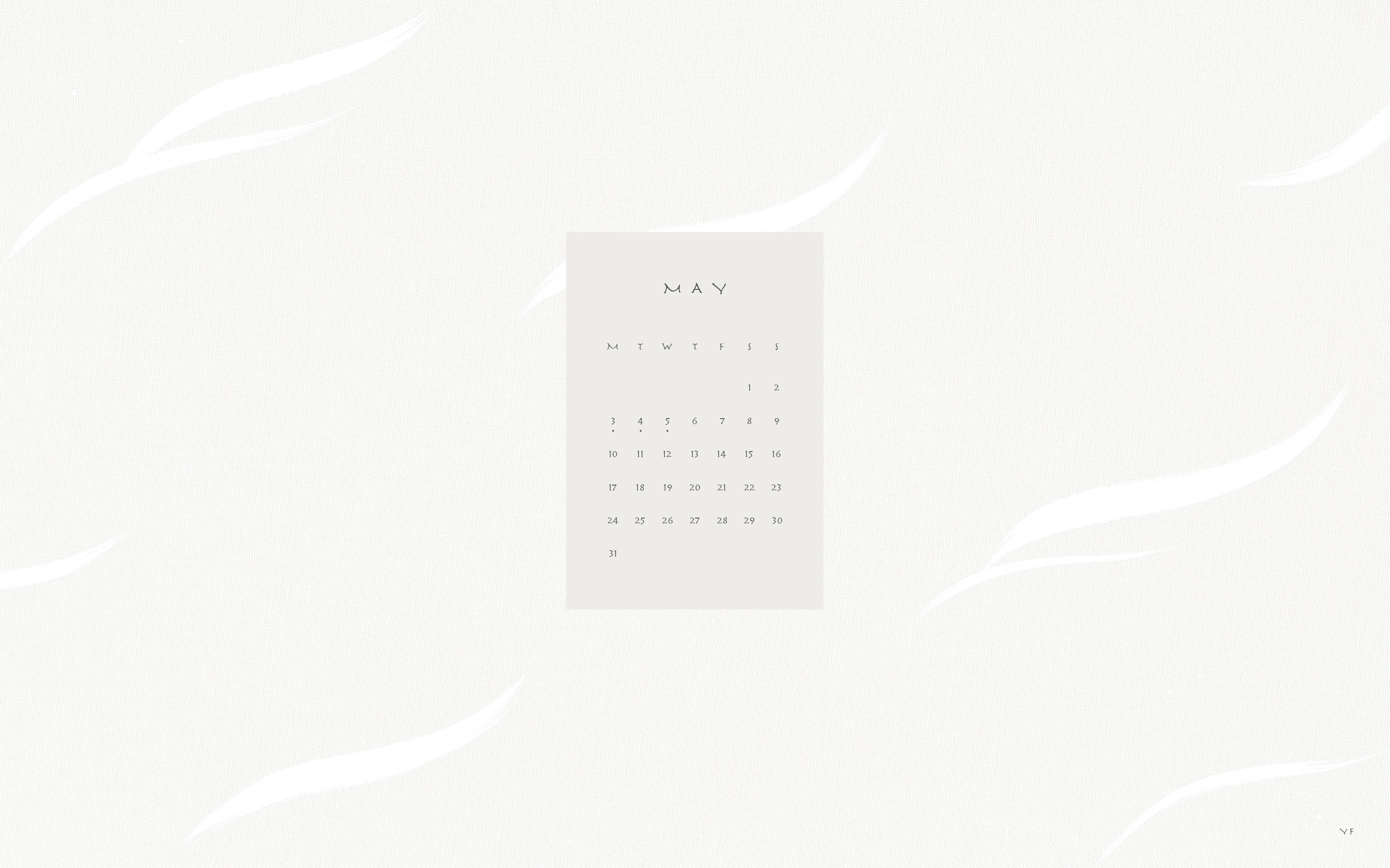 2021年5月のMac版月曜日始まりカレンダー壁紙 グレージュ 3072×1920px