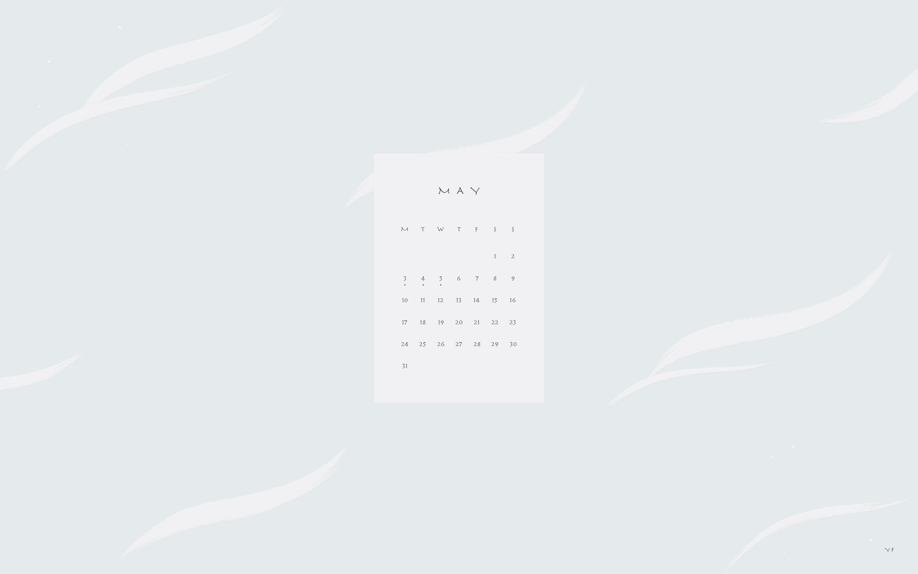 2021年5月のMac版月曜日始まりカレンダー壁紙 アイスブルー 3072×1920px