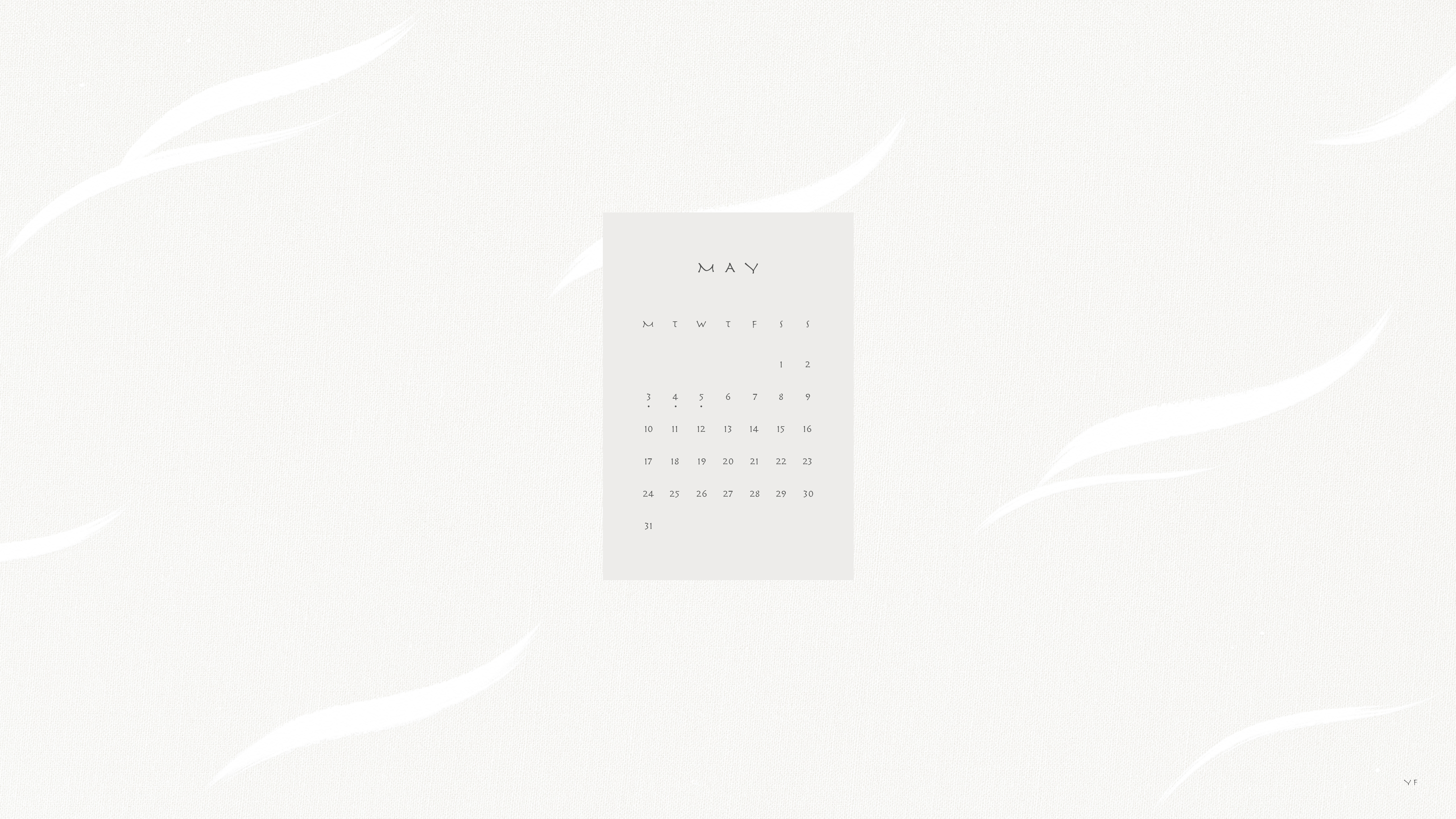 2021年5月のMac版月曜日始まりカレンダー壁紙 グレージュ 5120×2880px