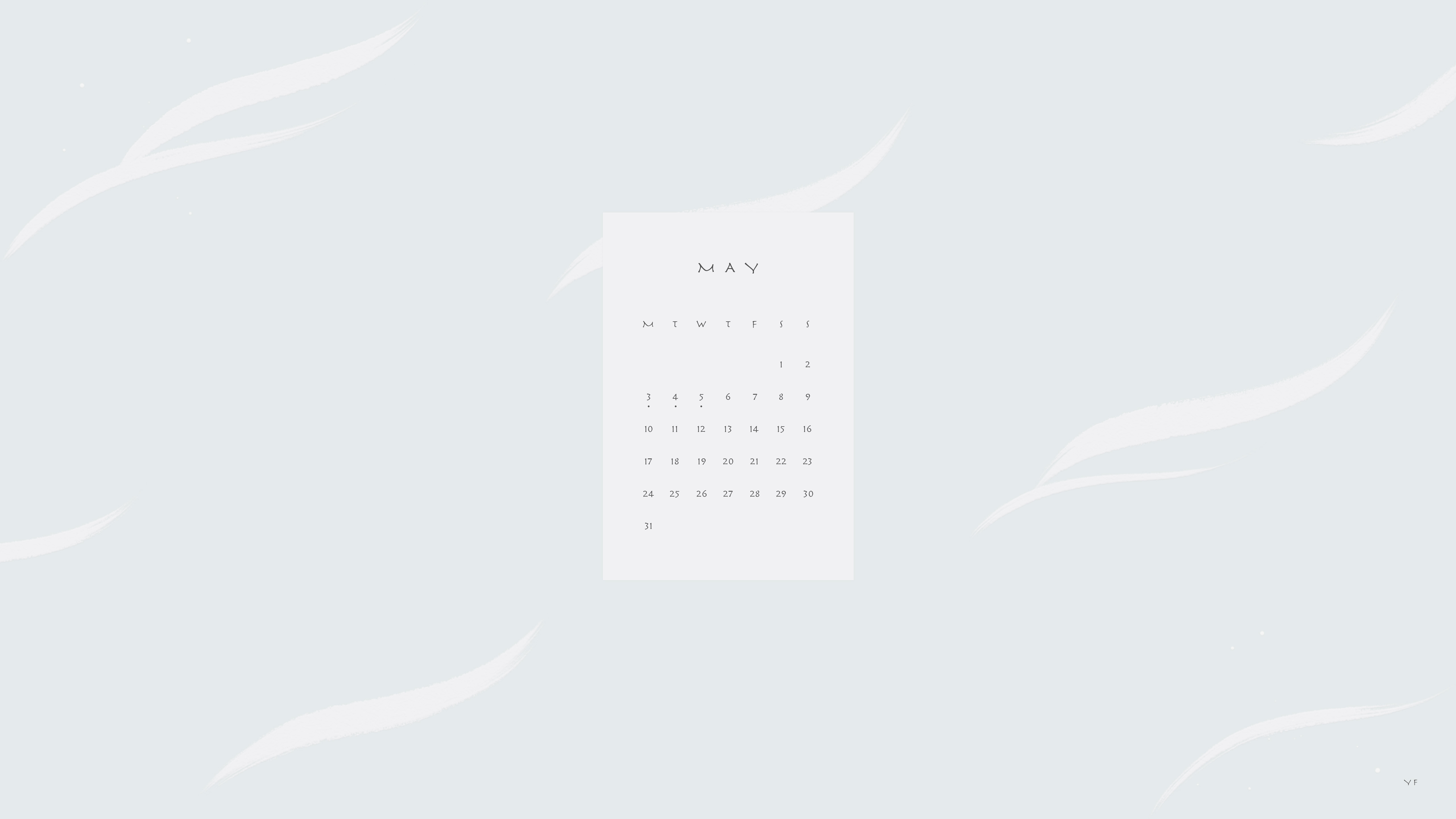 2021年5月のMac版月曜日始まりカレンダー壁紙 アイスブルー 5120×2880px