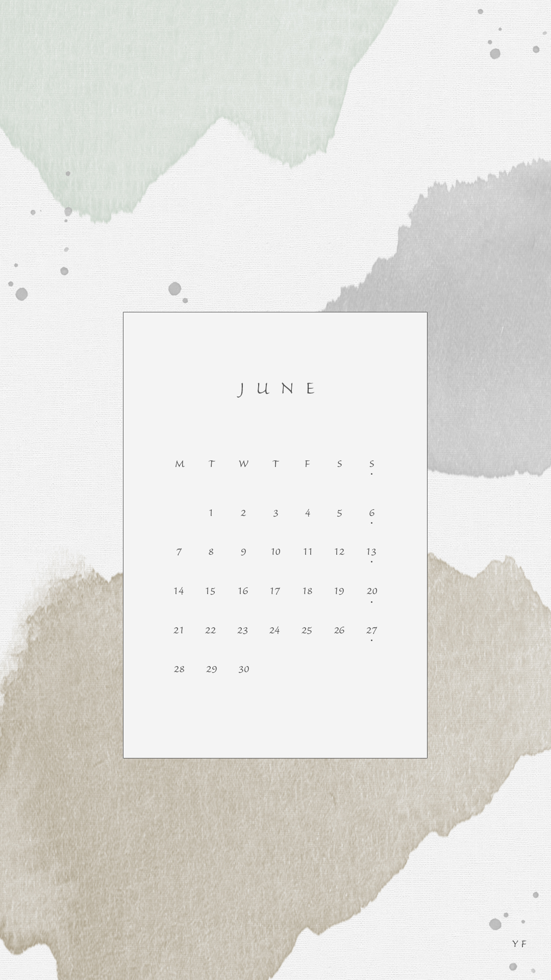 2021年6月のiPhone版日曜日始まりカレンダー壁紙 アースカラー 1080×1920px