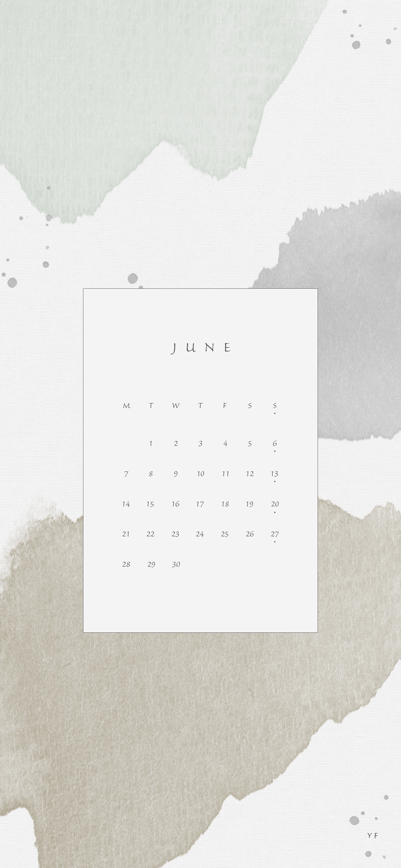 2021年6月のiPhone版月曜日始まりカレンダー壁紙 アースカラー 1284×2778px