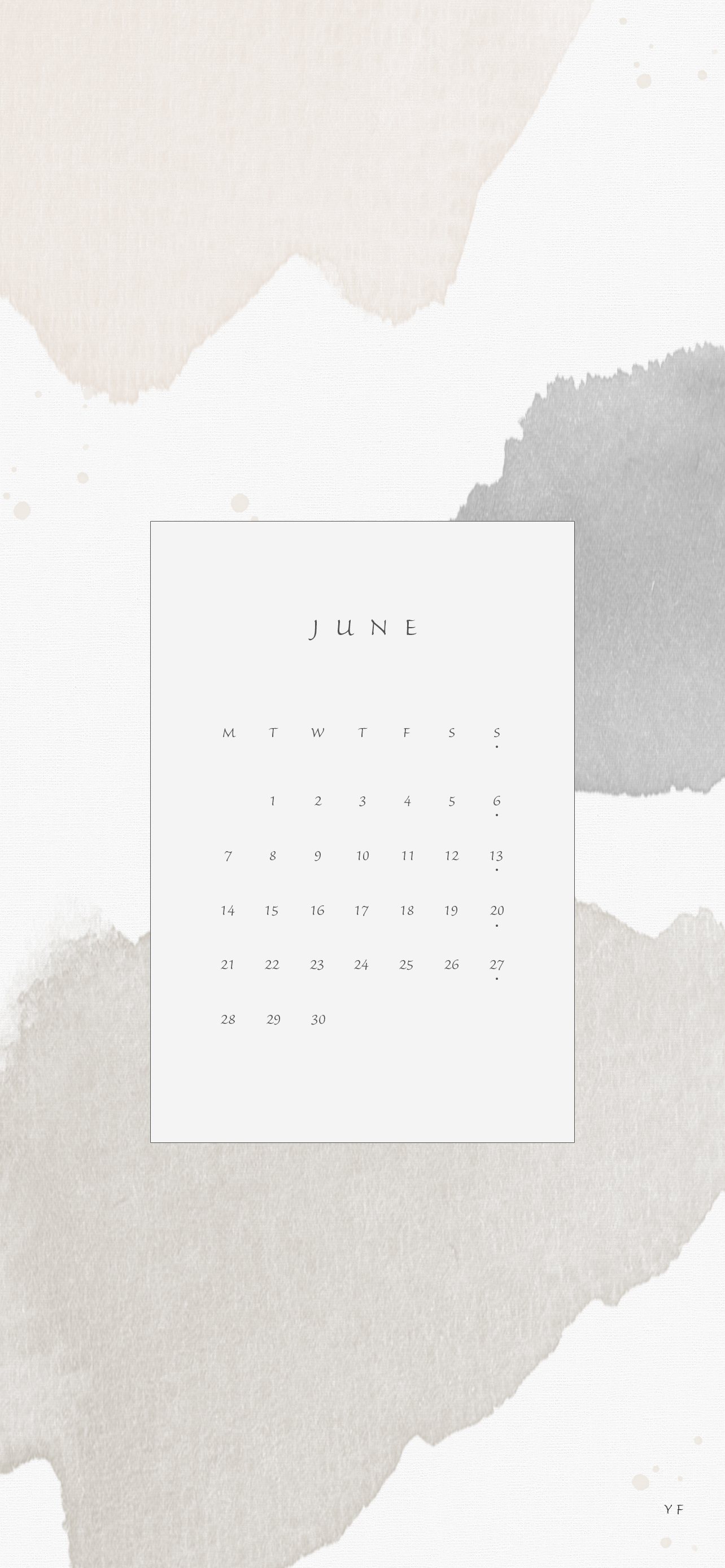 2021年6月のiPhone版月曜日始まりカレンダー壁紙 ナチュラルカラー 1284×2778px