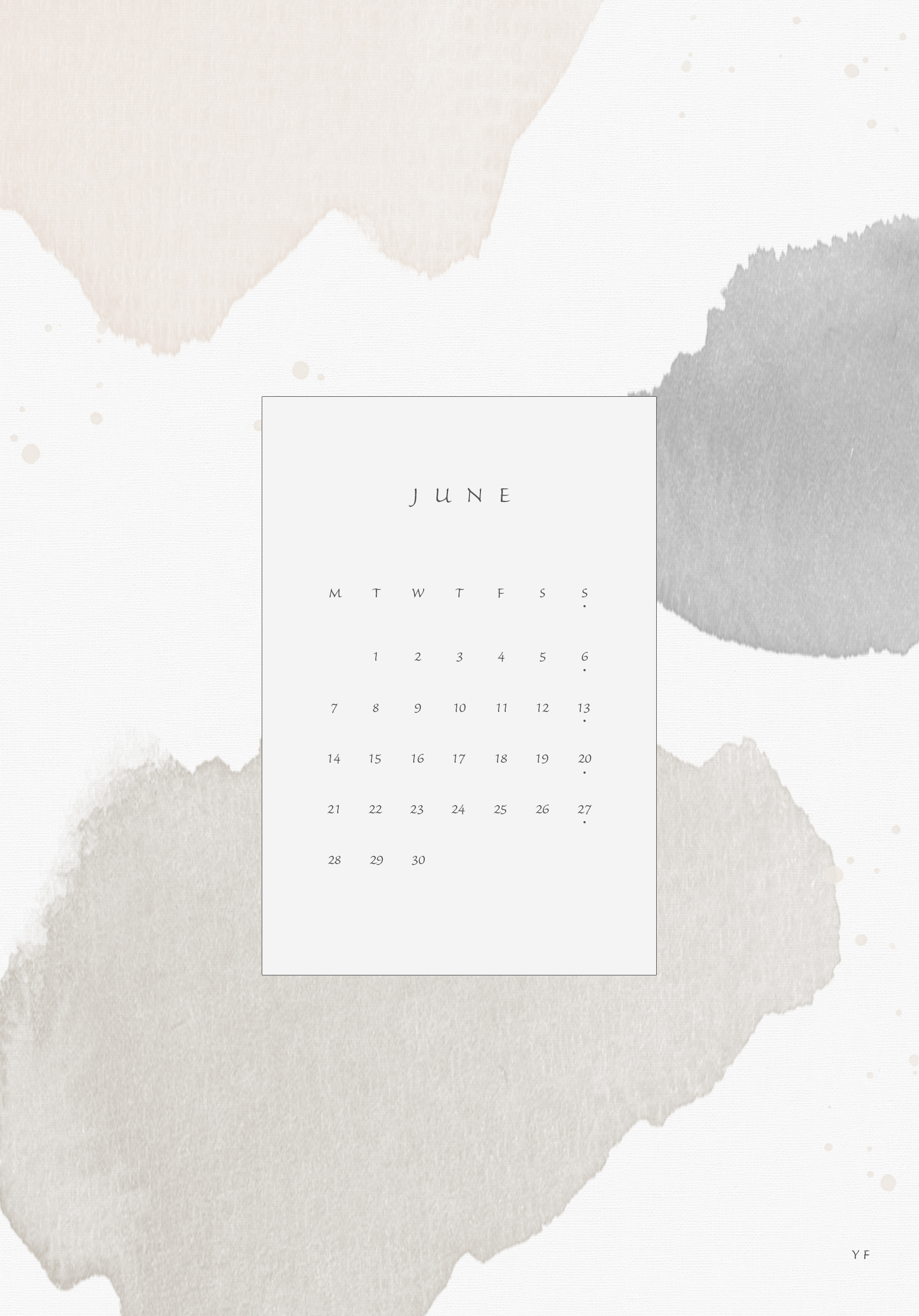 2021年6月のiPad版月曜日始まりカレンダー壁紙 ナチュラルカラー 1668×2388px