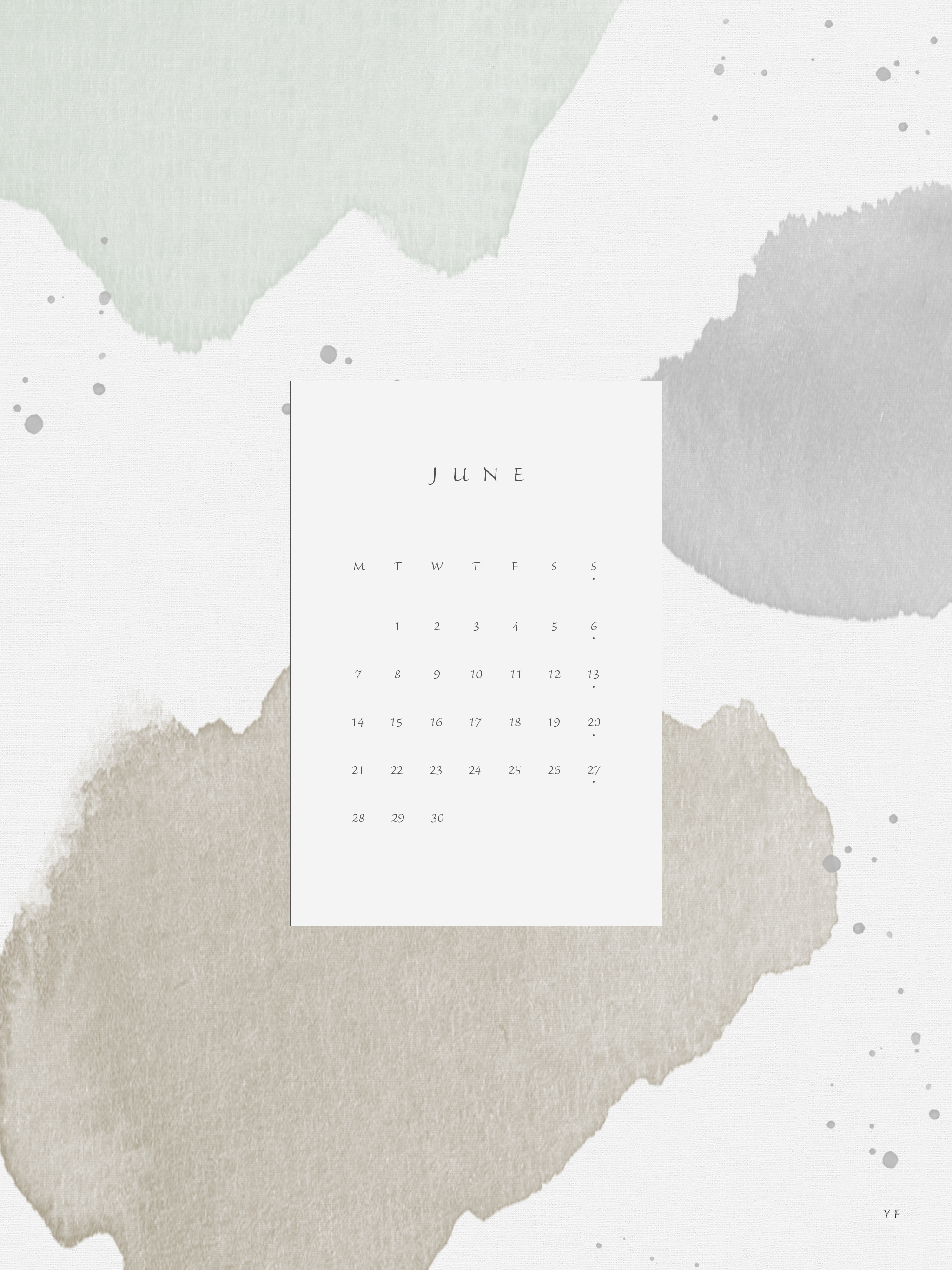 2021年6月のiPad版月曜日始まりカレンダー壁紙 アースカラー 2048×2732px