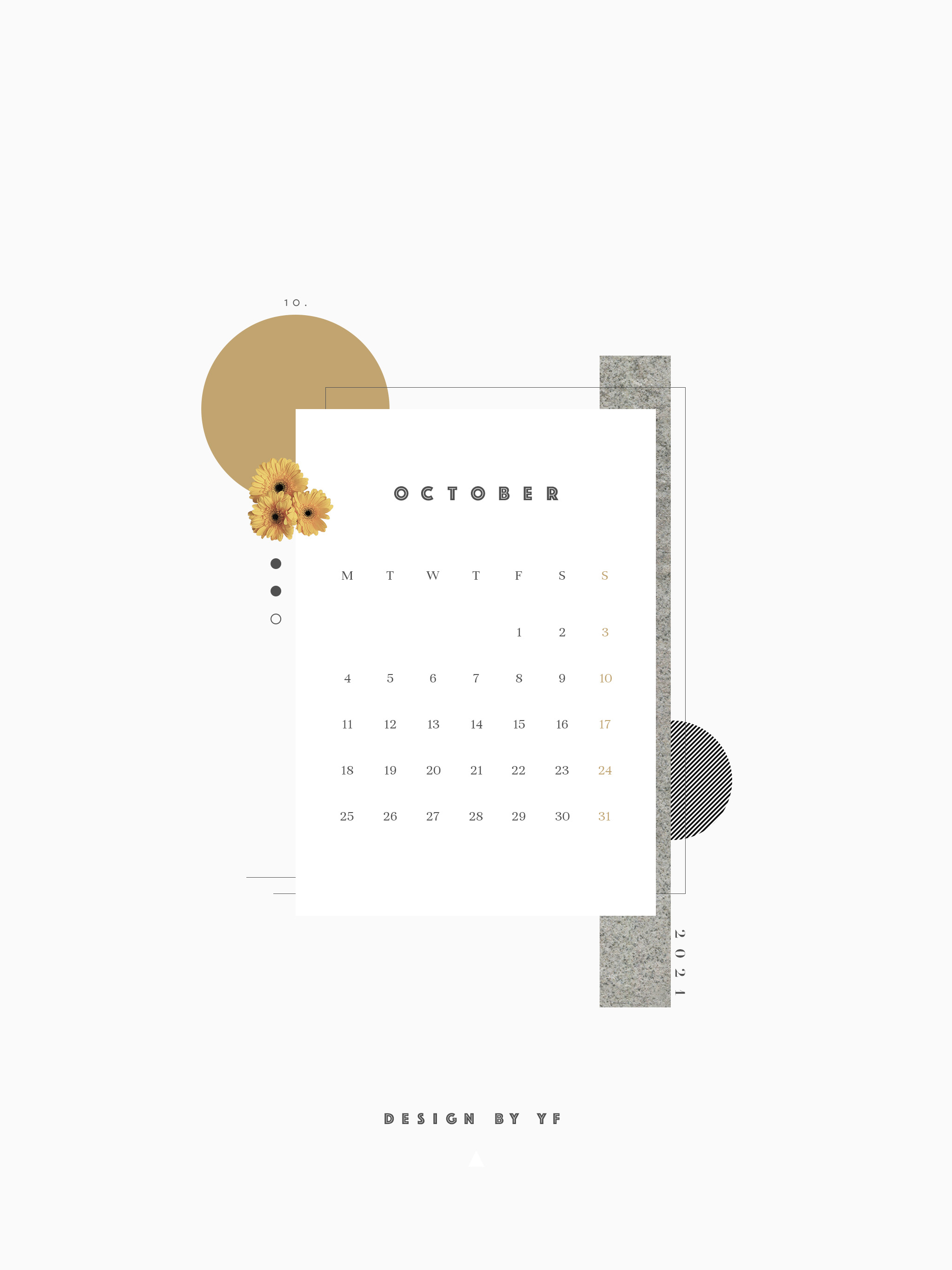 2021年10月のiPad版月曜日始まりカレンダー壁紙 2048×2732px