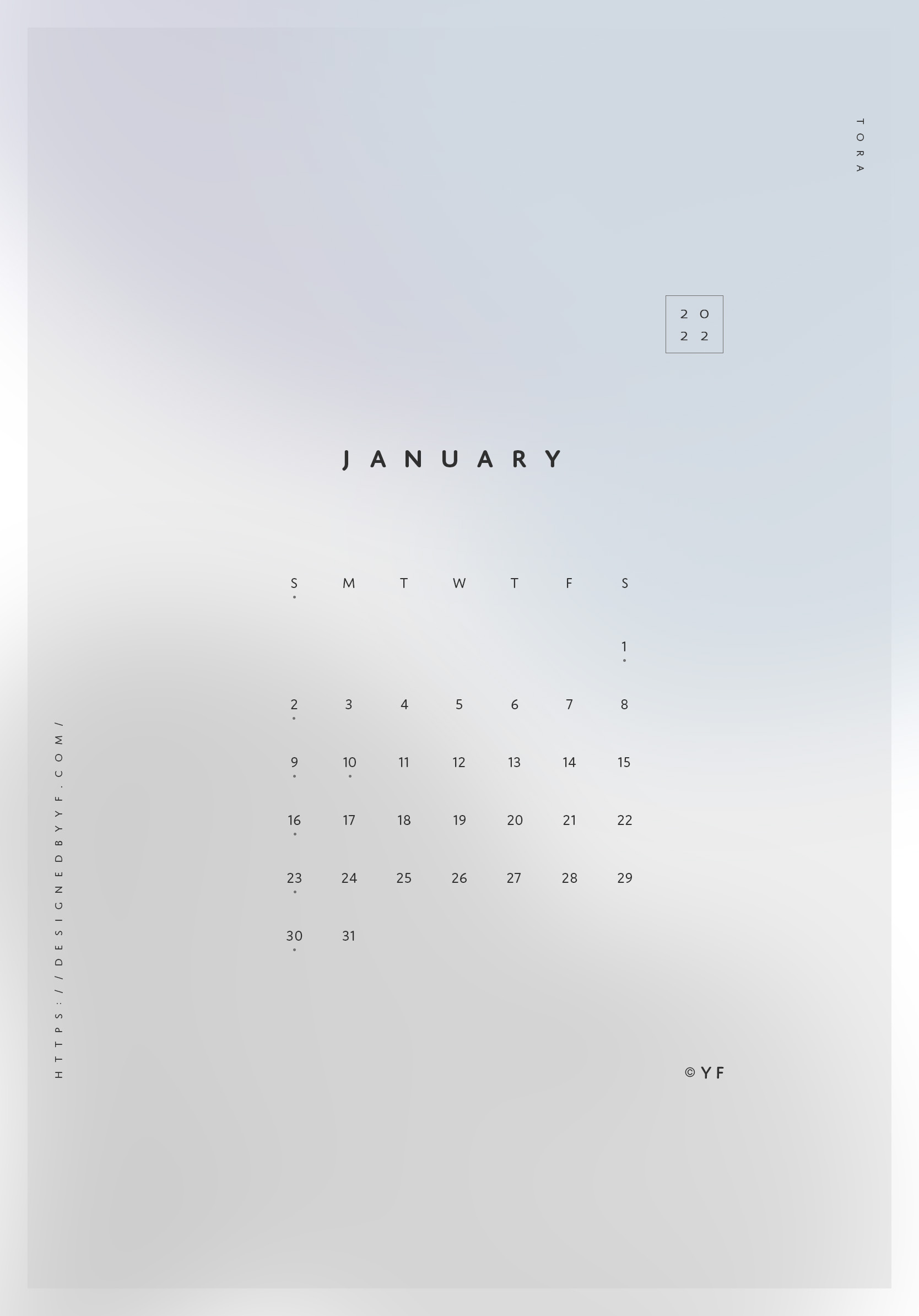 2022年1月のiPad版日曜日始まりカレンダー壁紙 ブルー系 1668×2388px