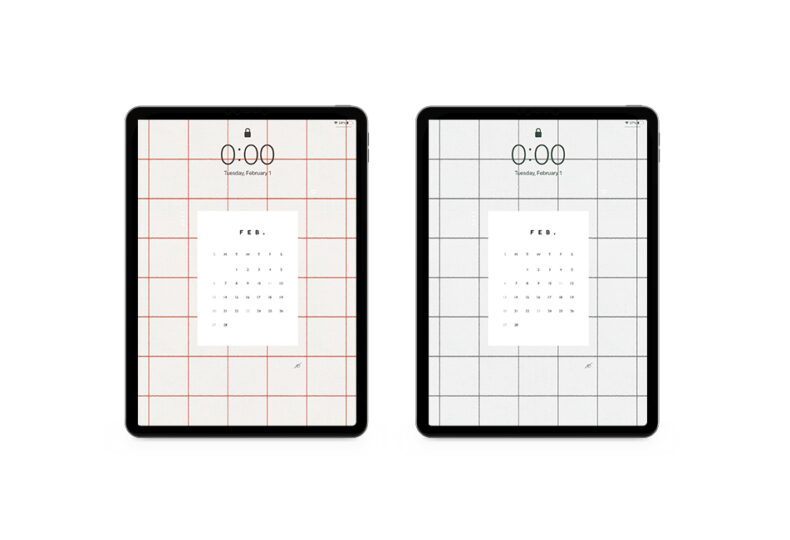 February 2022 Calendar Wallpaper for the iPad.