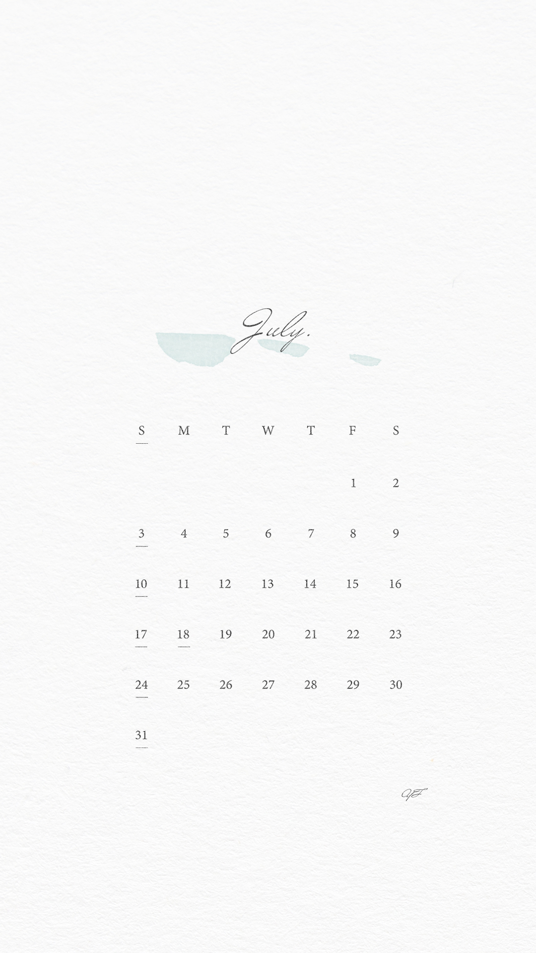 2022年7月のiPhone版日曜日始まりカレンダー壁紙 ホワイト 1080×1920px