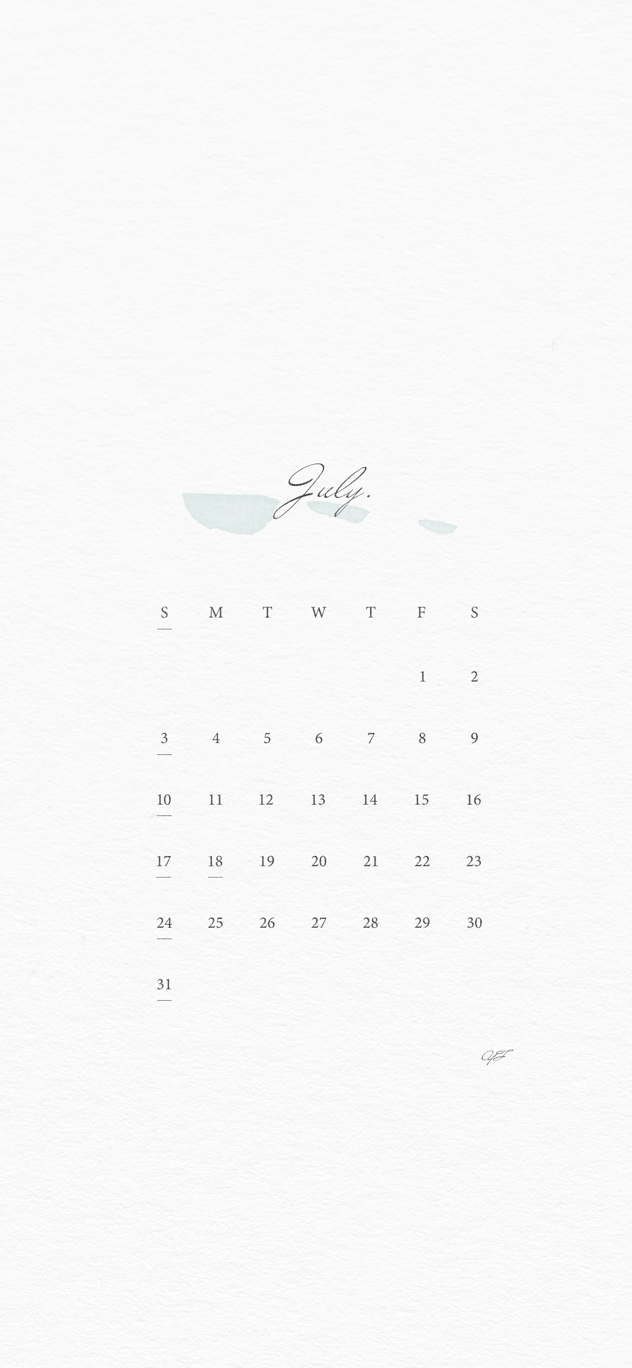 2022年7月のiPhone版日曜日始まりカレンダー壁紙 ホワイト 1284×2778px