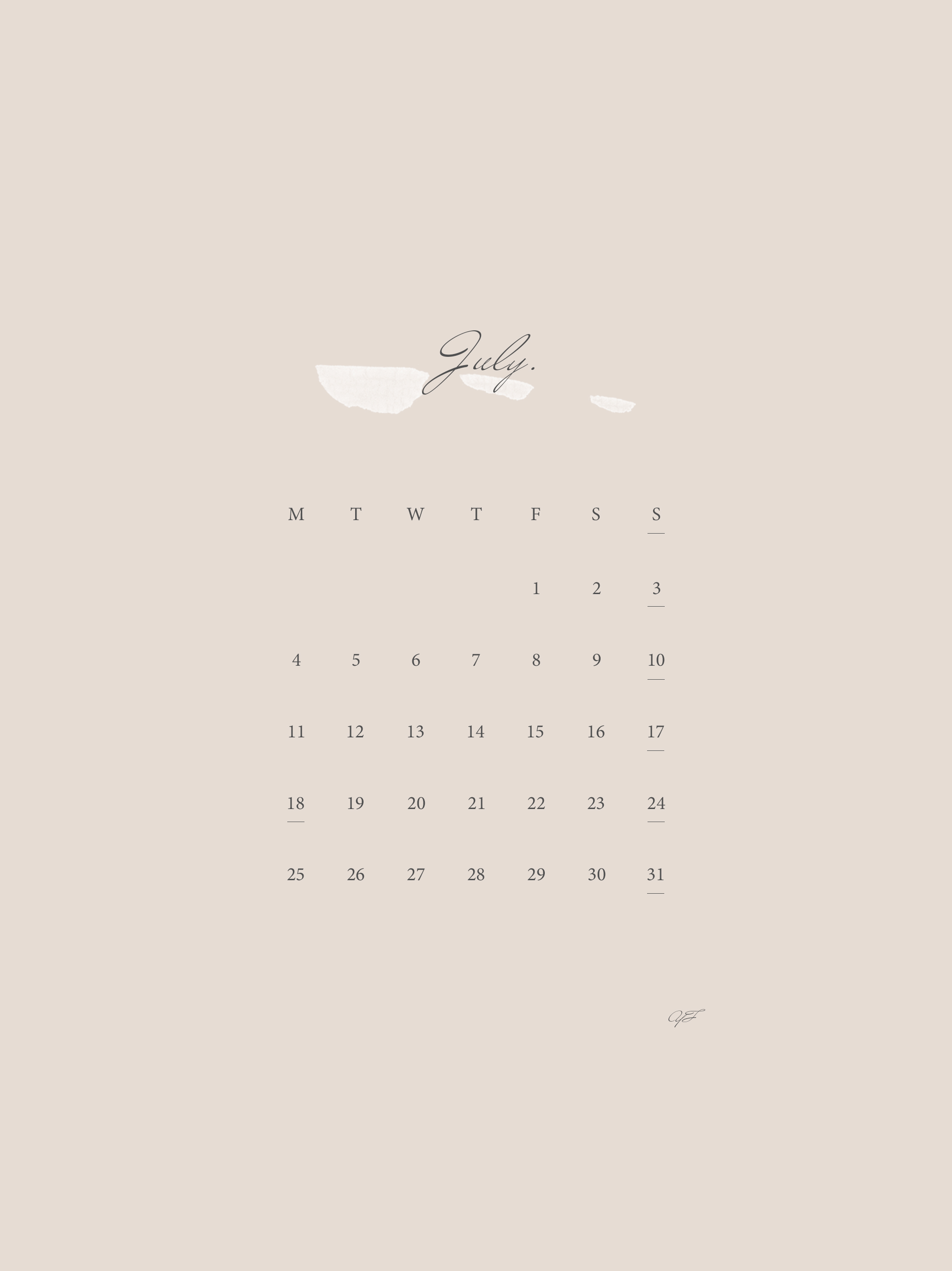 July 22 Calendar Wallpaper For The Ipad Design By Yf