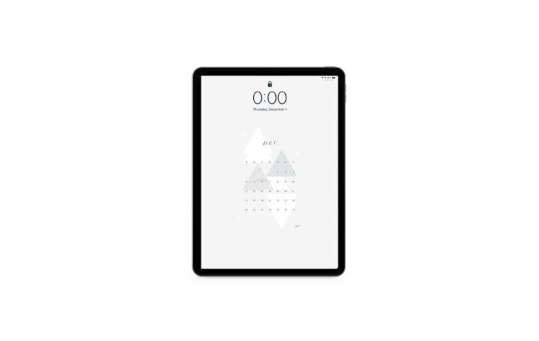 December 2022 Calendar Wallpaper for the iPad.