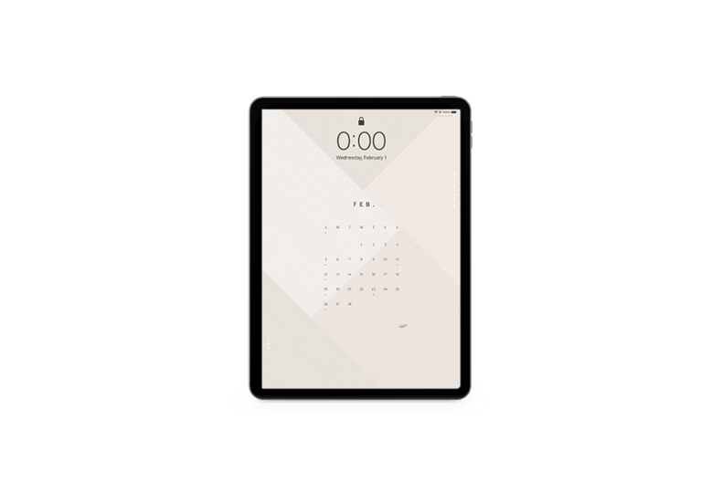 February 2023 Calendar Wallpaper for the iPad.