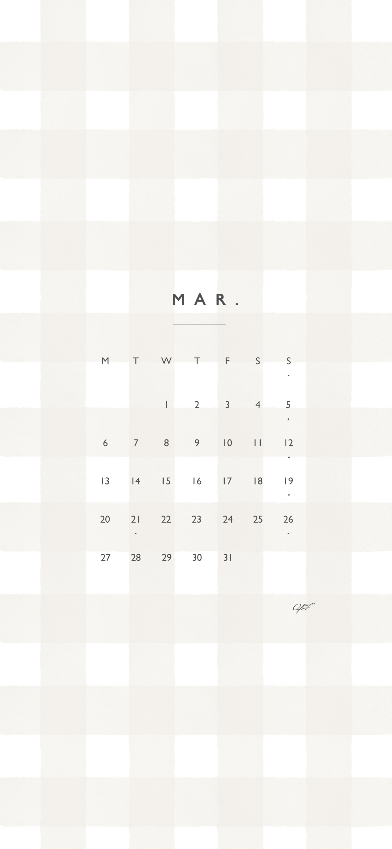 2023年3月のiPhone版月曜日始まりカレンダー壁紙 オレンジ 1284×2778px